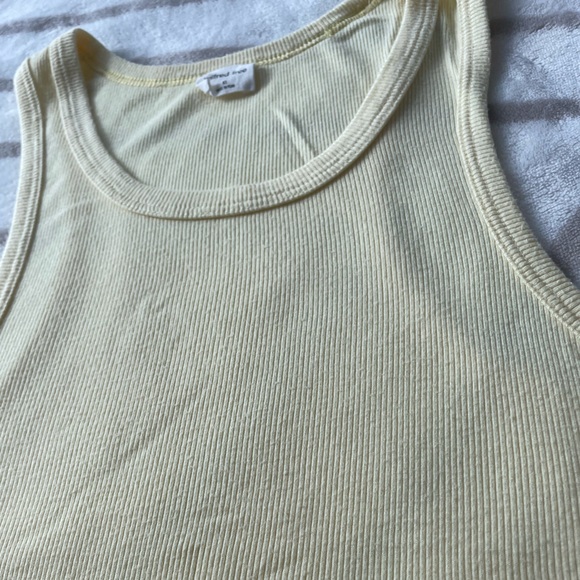 EUC, Wilfred Free Women’s Scoopneck Racerback Baby Yellow Crop Tank Top Size XS - Picture 2 of 9
